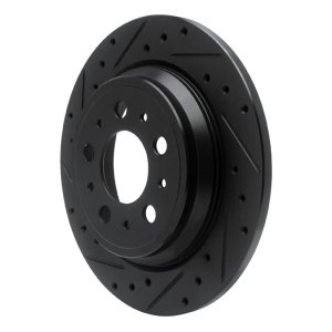 Volvo V70 Brake Rotor (1) - Rear Left - R1 Concepts - Drilled & Slotted - Black - `99-`00